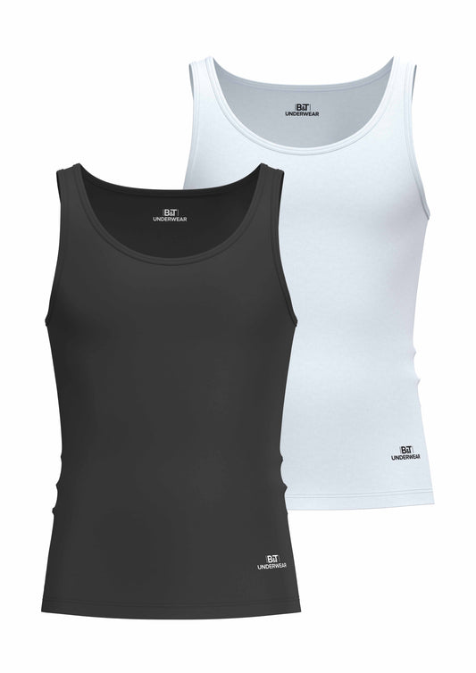 2 Packs SoftFit Undershirt-White/Black